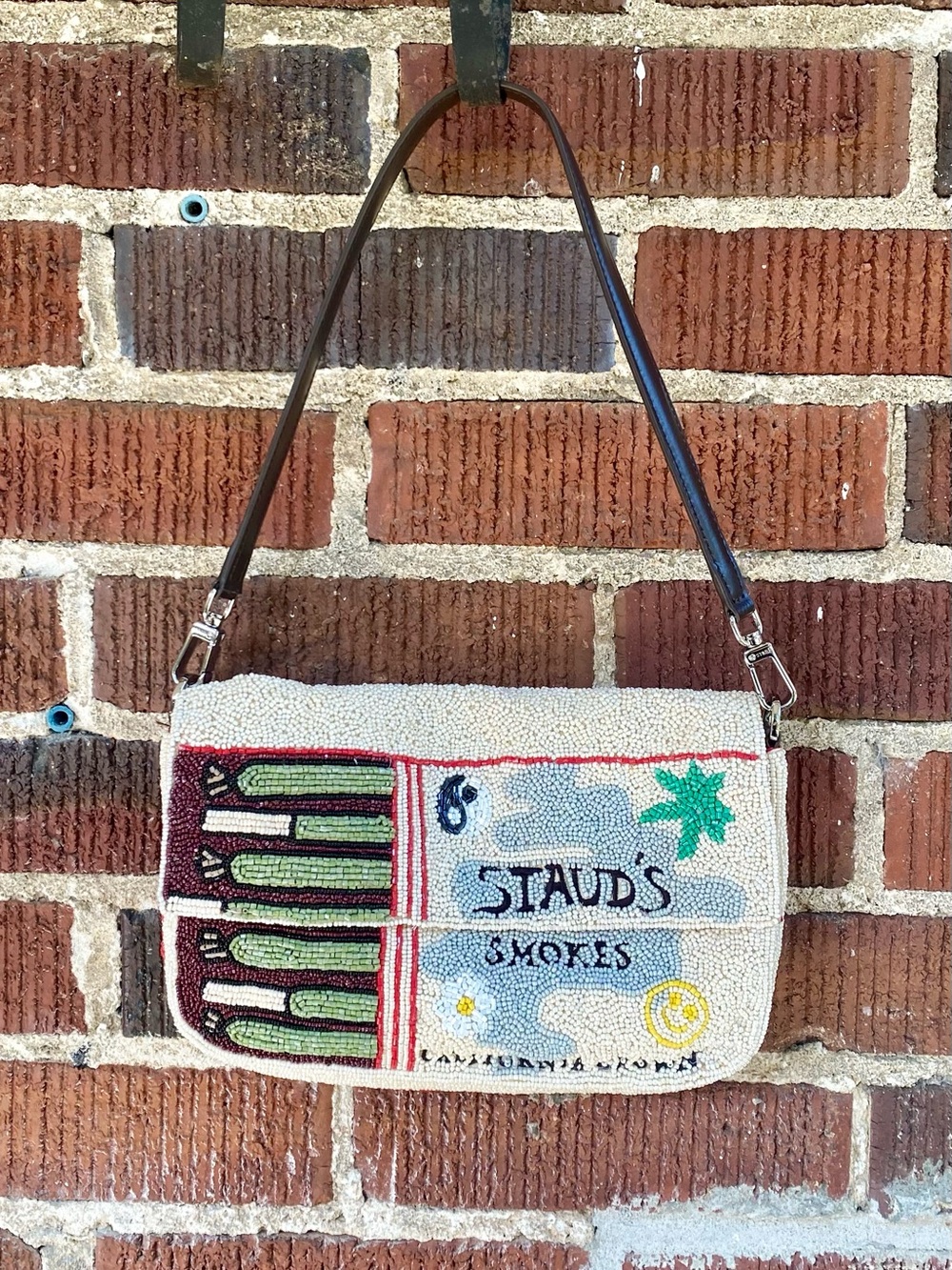 STAUD California Grown Beaded Shoulder Bag